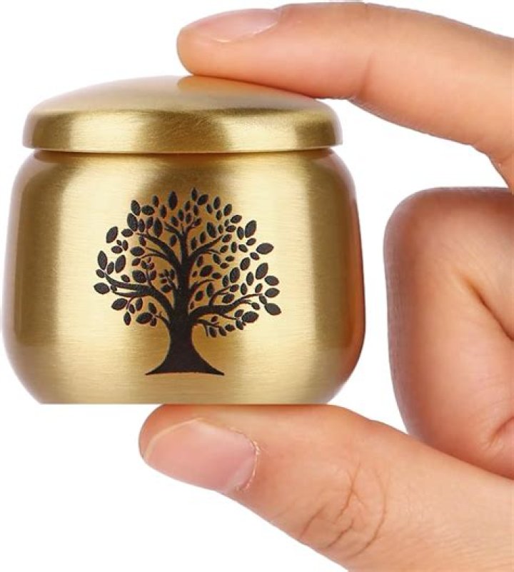 Container of ashes from a cremation